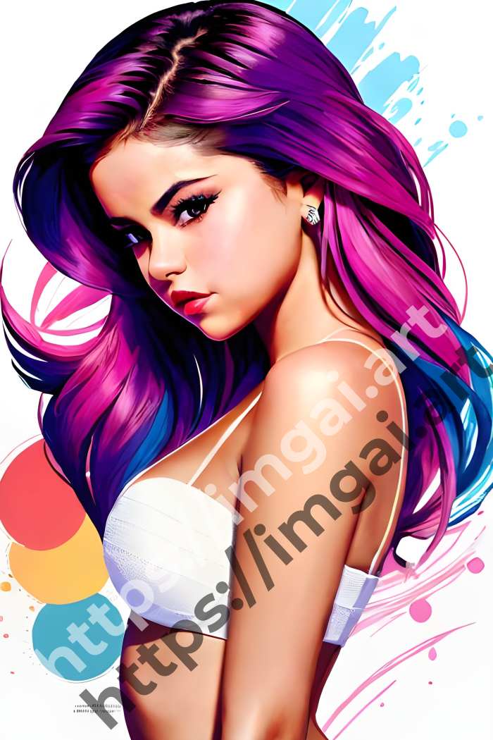  Принт Selena Gomez (певцы)  в стиле Splash art. №3007