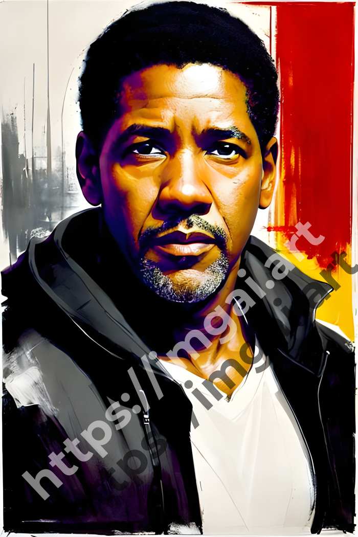  Постер Denzel Washington (актеры)  в стиле Splash art, Набросок. №3009