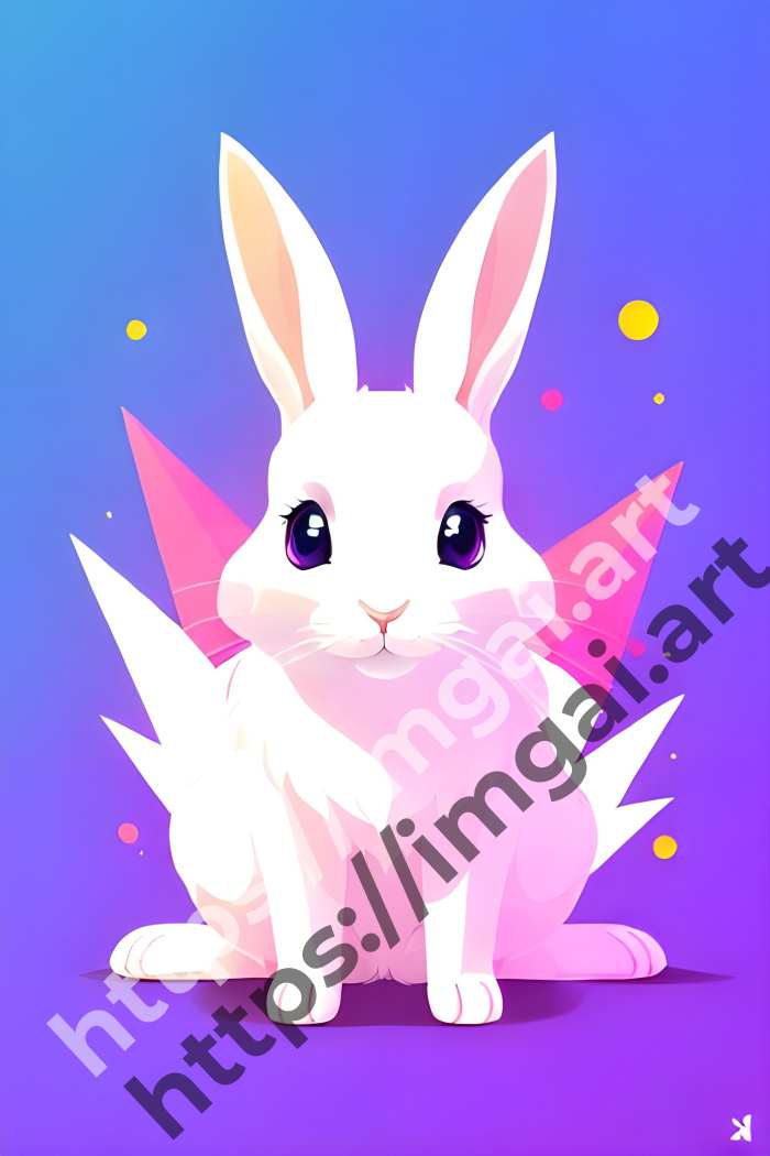  Принт rabbit (домашние животные)  в стиле Splash art. №302