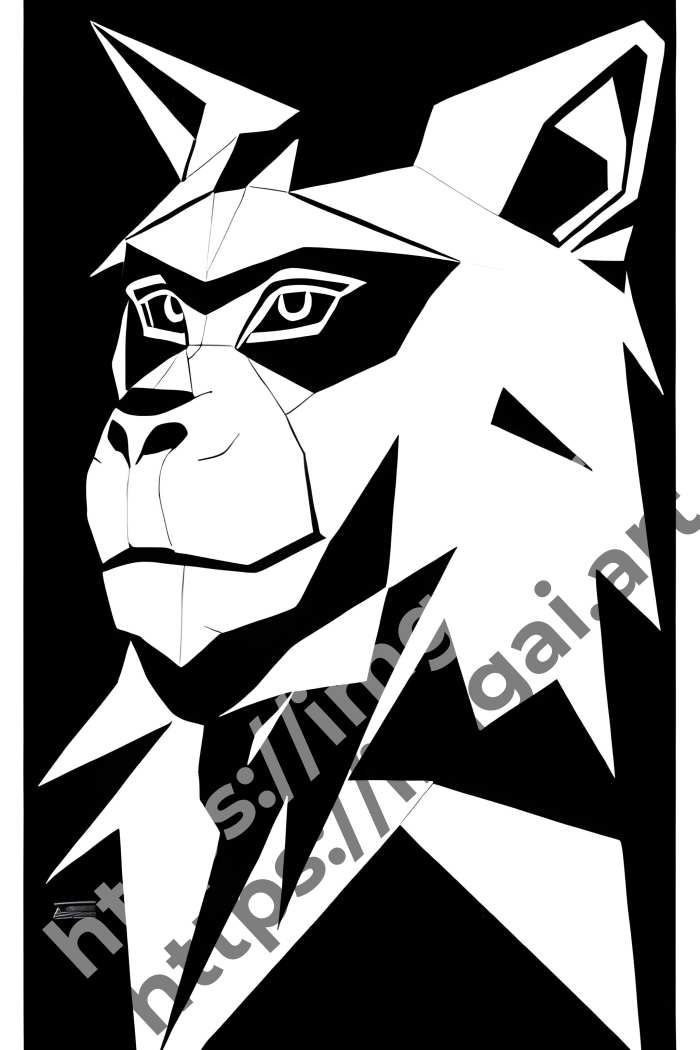  Раскраска monkey (дикие животные)  в стиле Low-poly. №304