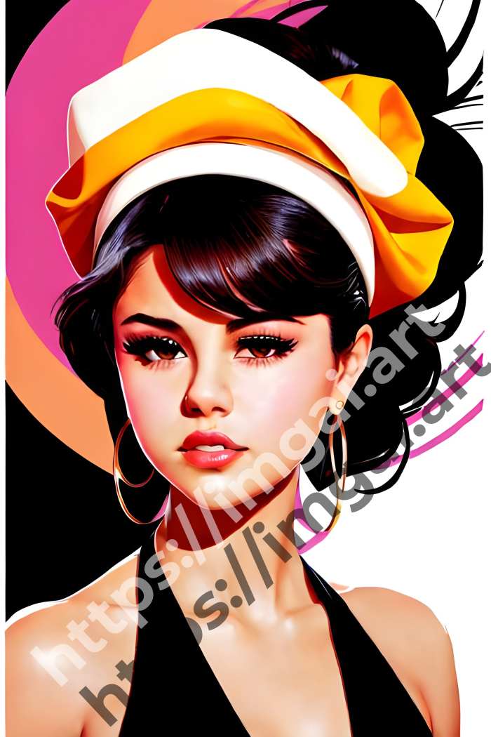 Принт Selena Gomez (певцы)  в стиле Splash art. №3047