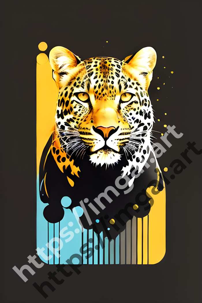  Постер leopard (дикие кошки)  в стиле Splash art. №3066