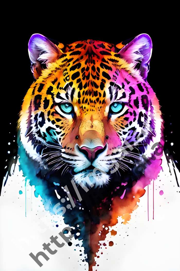  Постер Jaguar (дикие кошки)  в стиле Акварель. №3068