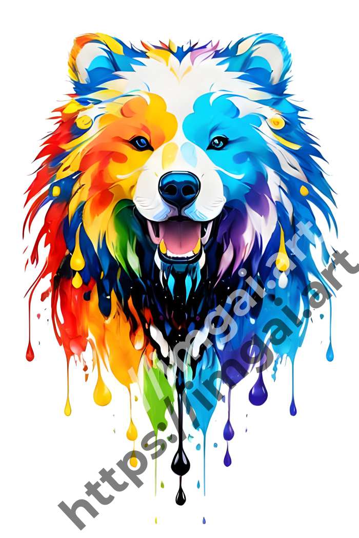  Постер bear (дикие животные)  в стиле Splash art. №308
