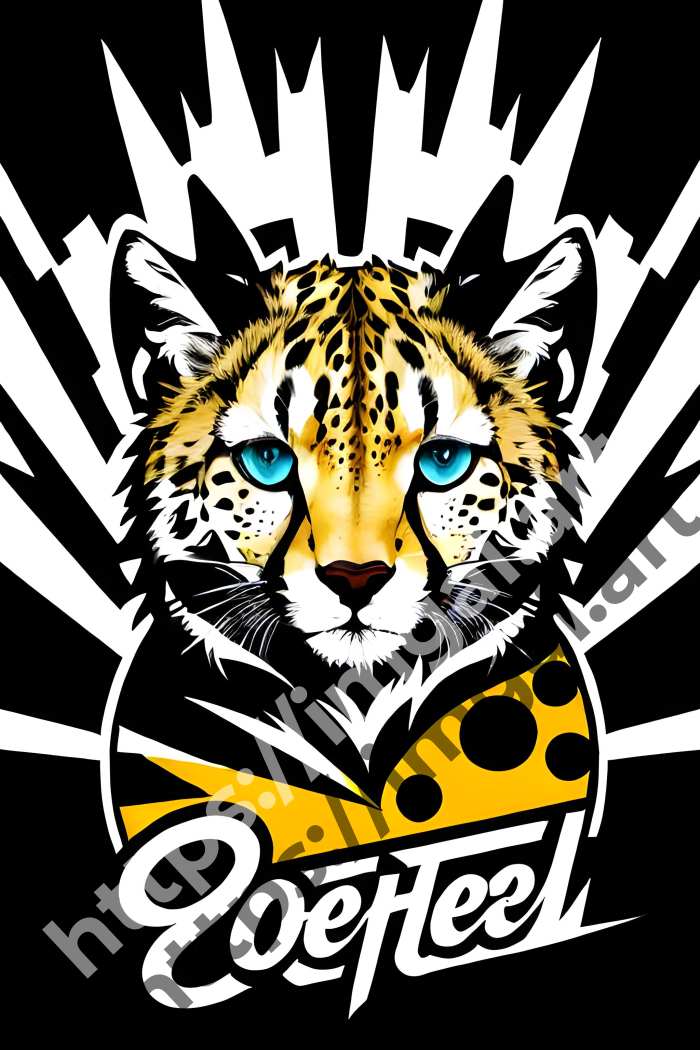  Принт cheetah (дикие кошки)  в стиле Splash art. №3080