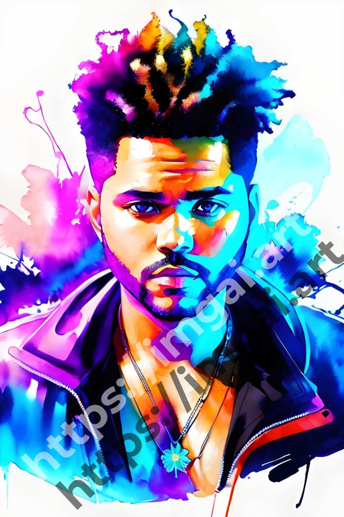  Постер The Weeknd (певцы)  в стиле Акварель. №3098