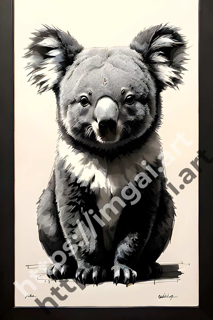  Постер koala (дикие животные)  в стиле Low-poly, Набросок. №3099