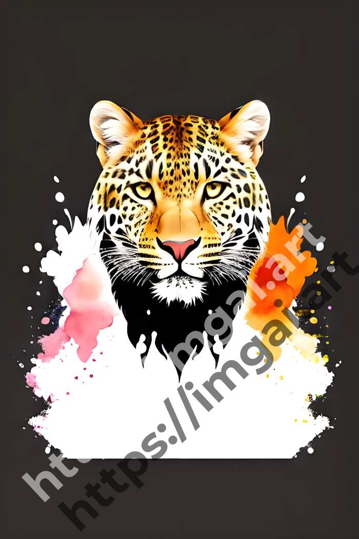  Постер leopard (дикие кошки)  в стиле Акварель. №3113