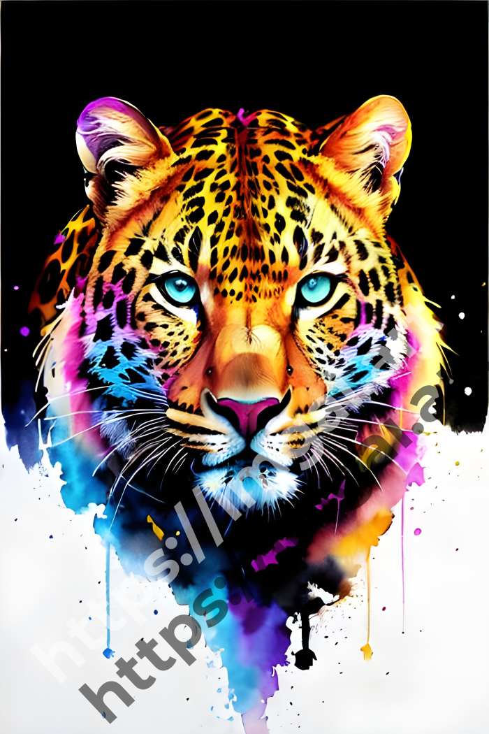  Постер leopard (дикие кошки)  в стиле Акварель. №3114