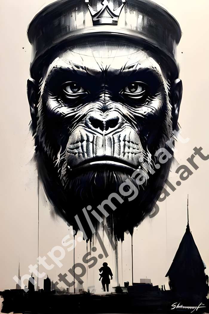  Постер King Kong (монстры)  в стиле Splash art, Набросок. №3126