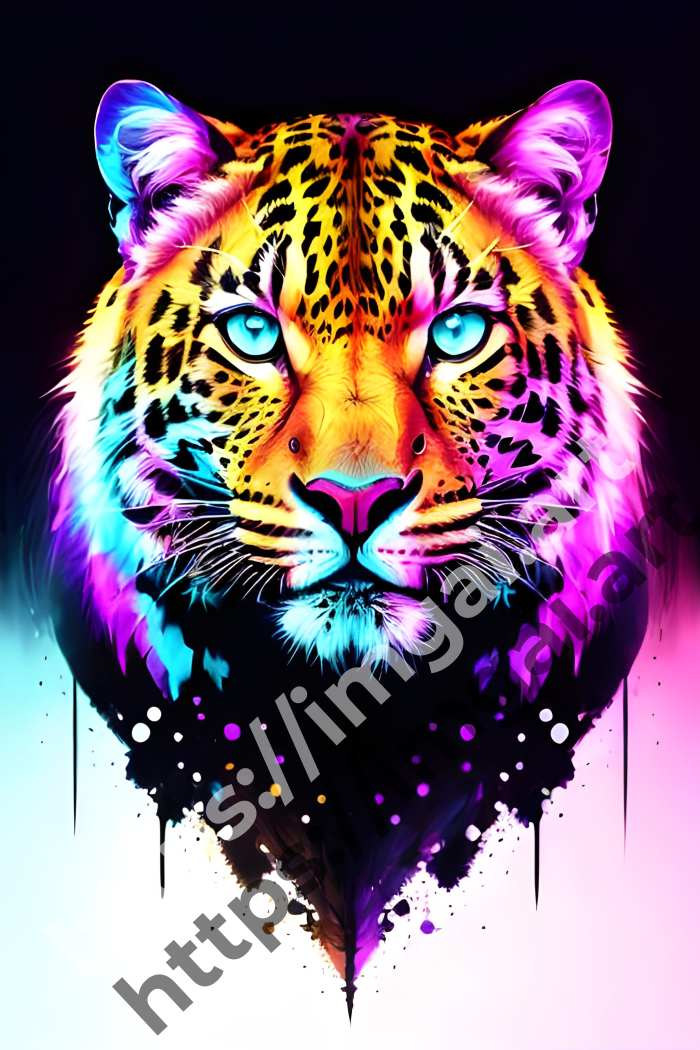  Постер leopard (дикие кошки)  в стиле Клипарт. №3128