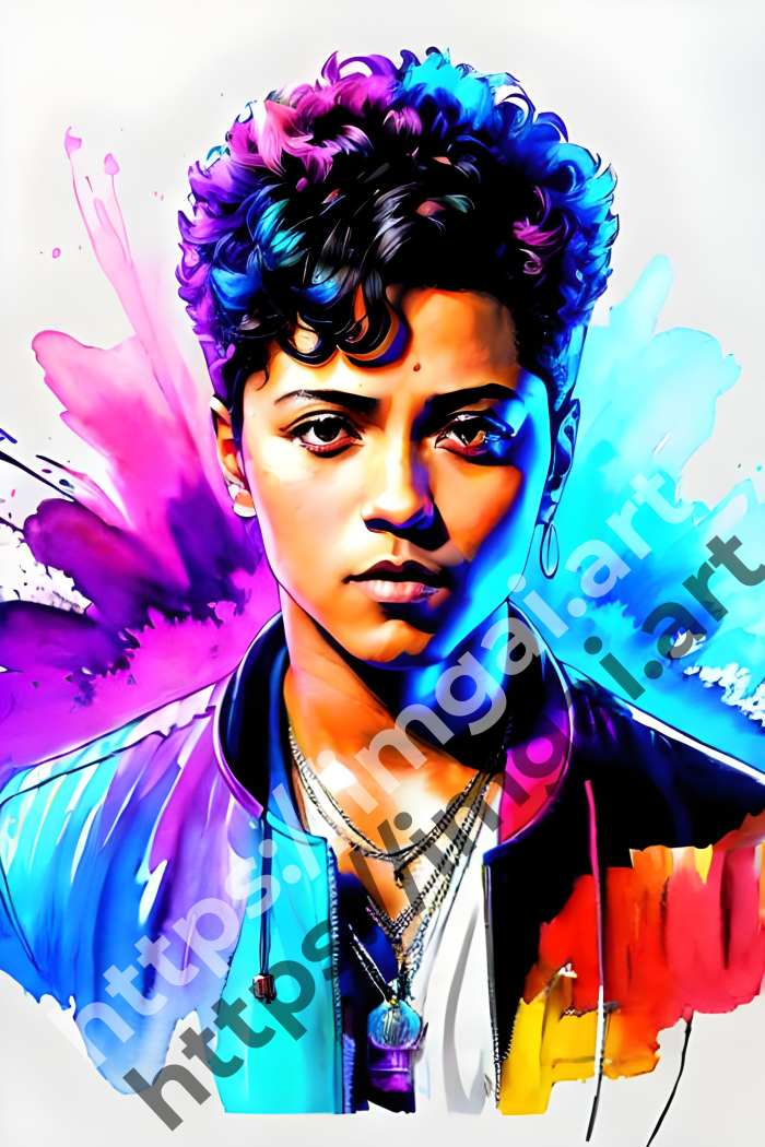  Постер Bruno Mars (певцы)  в стиле Акварель. №3130