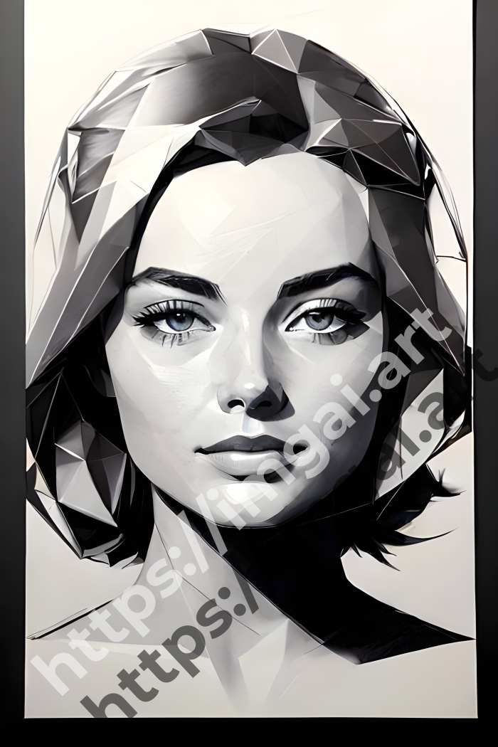  Постер Margot Robbie (актеры)  в стиле Low-poly, Набросок. №3132