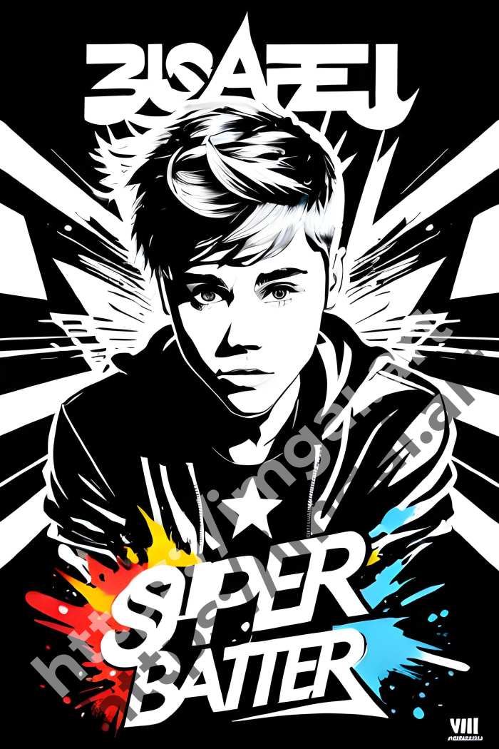  Постер Justin Bieber (певцы)  в стиле Splash art. №3148