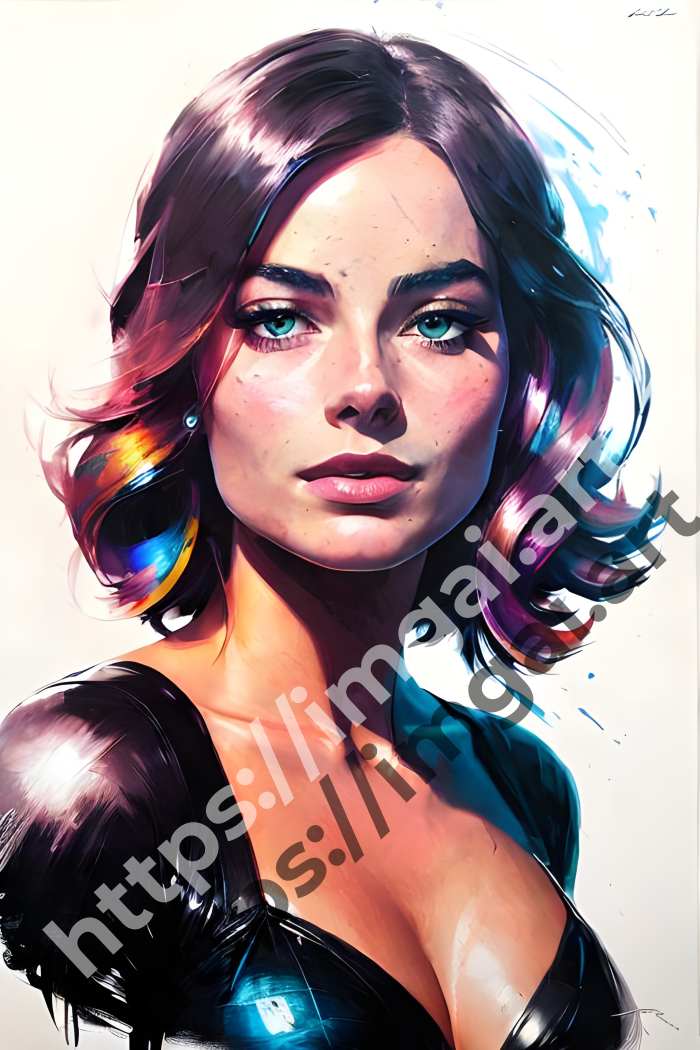  Постер Margot Robbie (актеры)  в стиле Splash art, Набросок. №3155