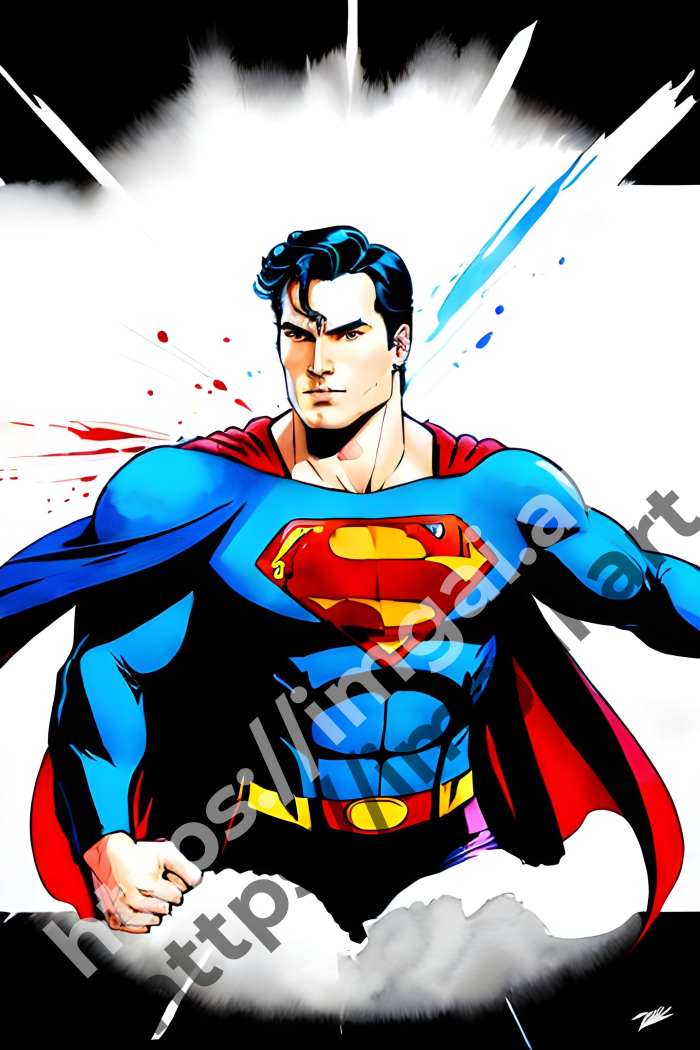  Принт Superman (герои)  в стиле Акварель. №3156
