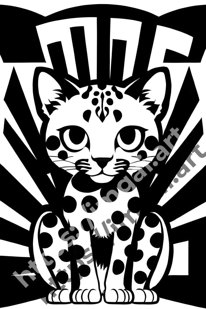  Принт cheetah (дикие кошки)  в стиле Клипарт. №3165