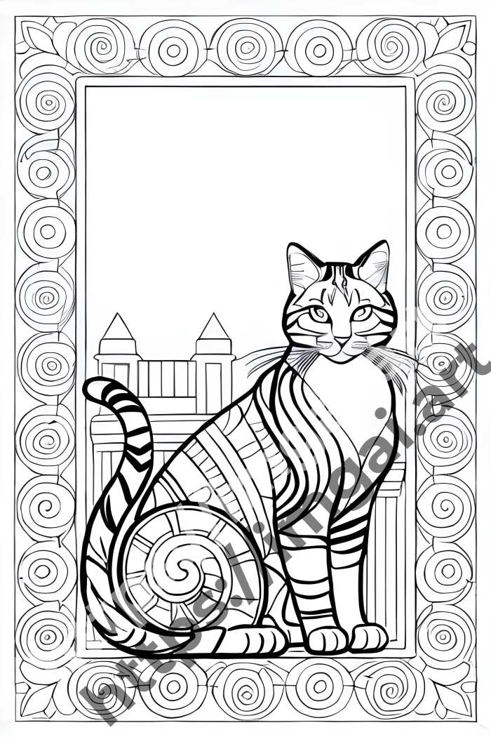  Раскраска cat (домашние животные). №318