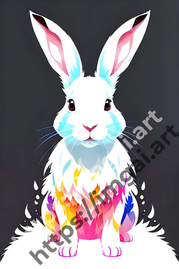  Принт rabbit (домашние животные)  в стиле Splash art. №319