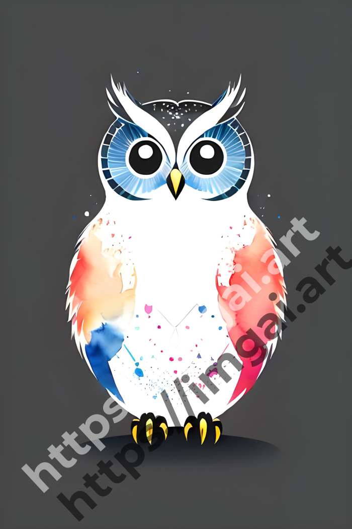  Принт owl (птицы)  в стиле Акварель. №32