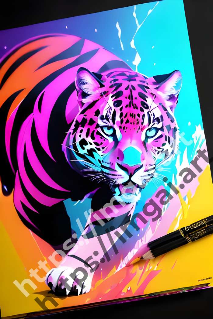  Постер Jaguar (дикие кошки)  в стиле Low-poly. №3206