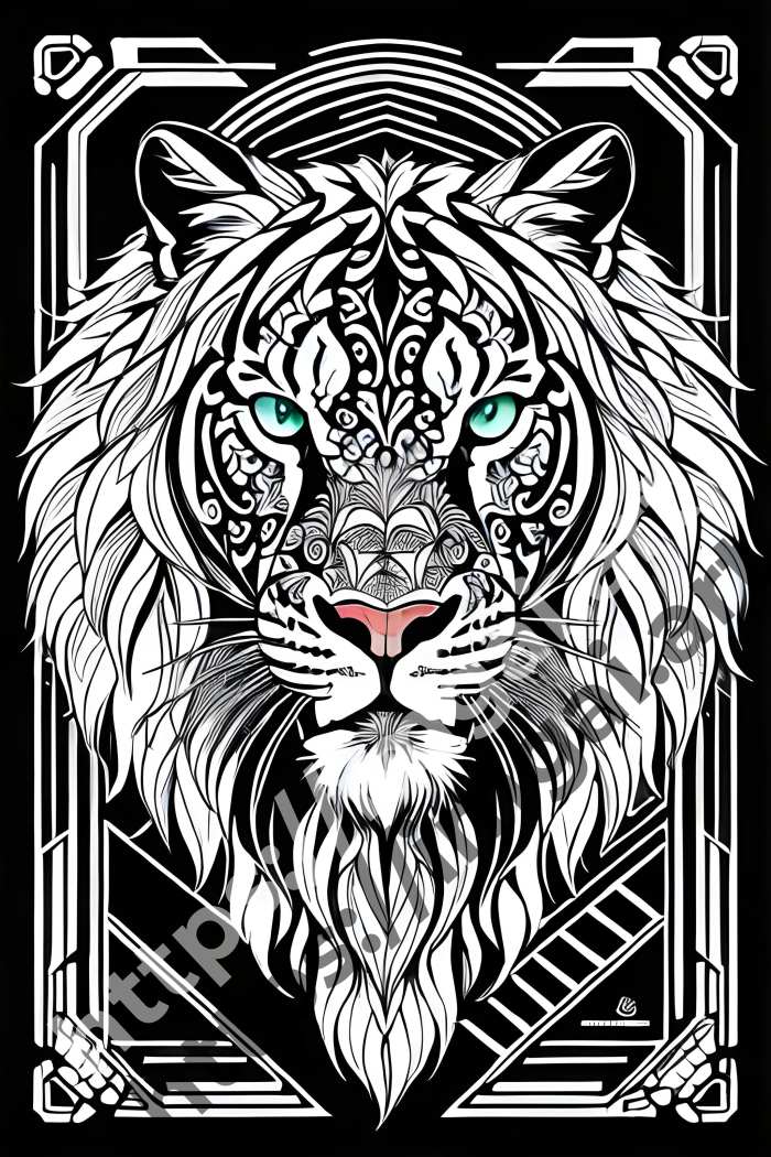  Раскраска lion (дикие кошки). №323