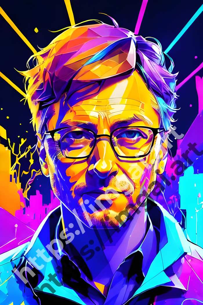  Постер Bill Gates (другие знаменитости)  в стиле Low-poly. №3242