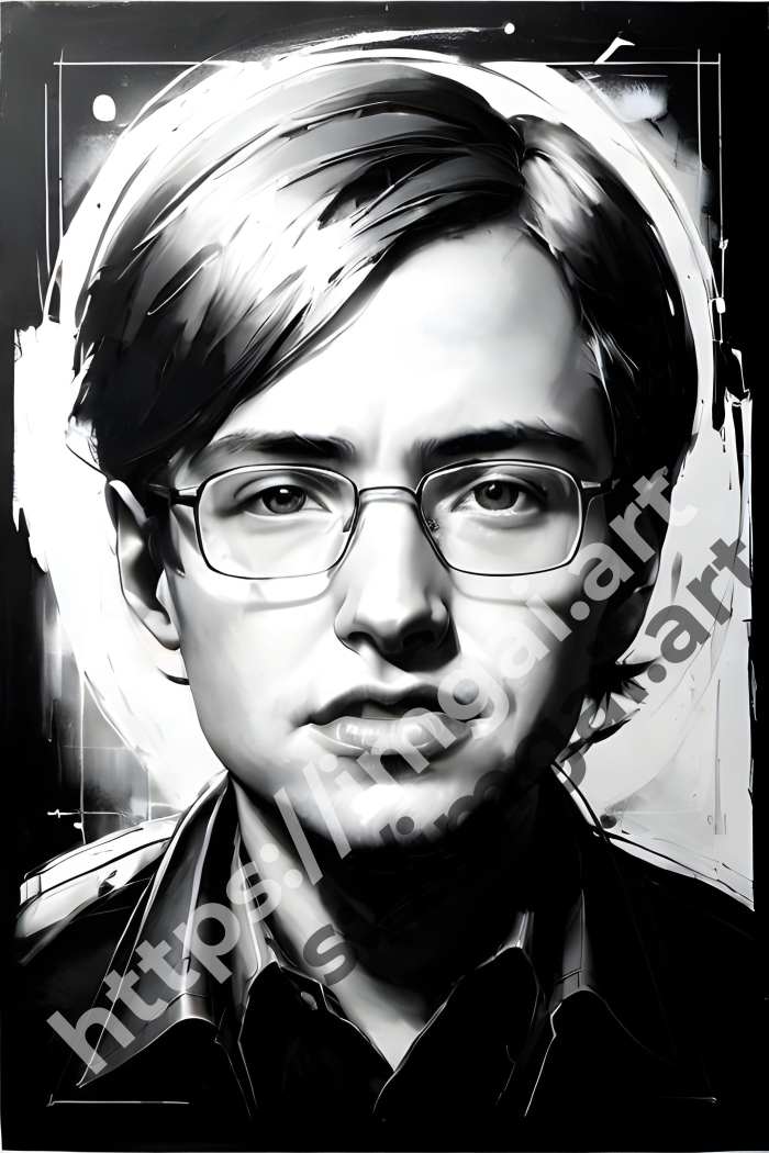  Постер Stephen Hawking (другие знаменитости)  в стиле Splash art, Набросок. №3245