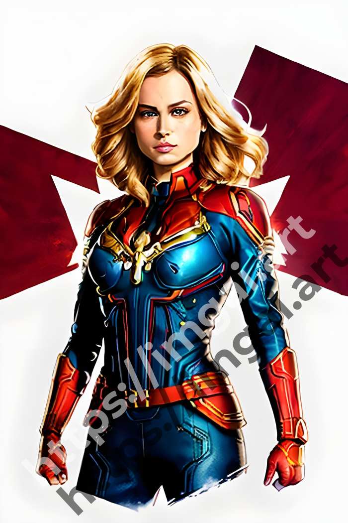  Постер Captain Marvel (герои)  в стиле Акварель. №3254