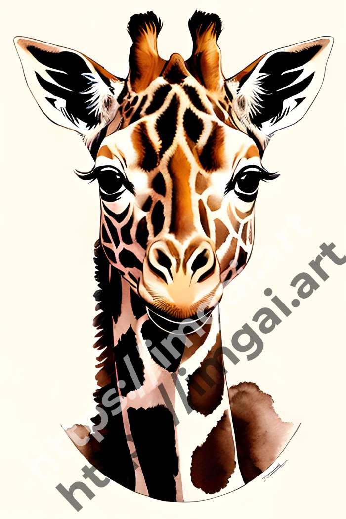  Принт giraffe (дикие животные)  в стиле Акварель. №3275