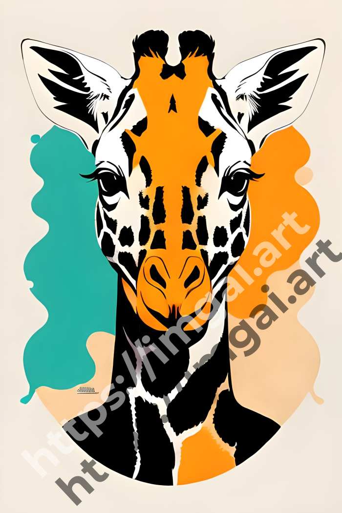  Принт giraffe (дикие животные)  в стиле Splash art. №3279