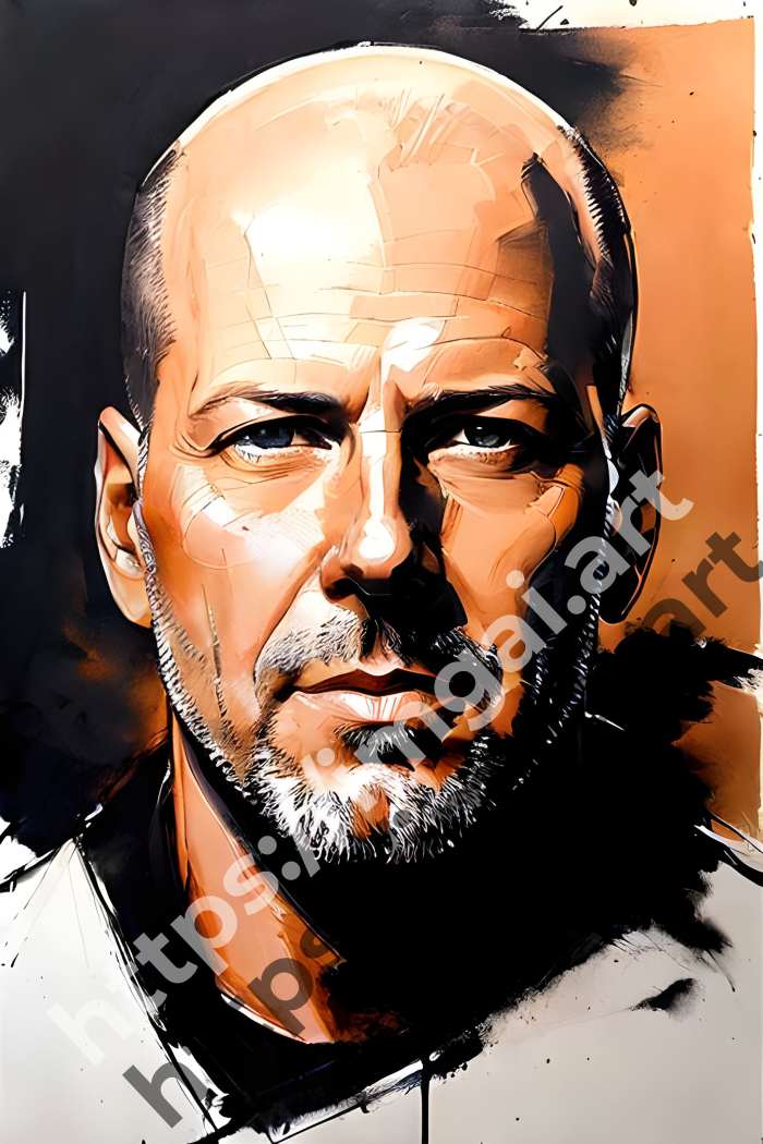  Постер Bruce Willis (актеры)  в стиле Splash art, Набросок. №330