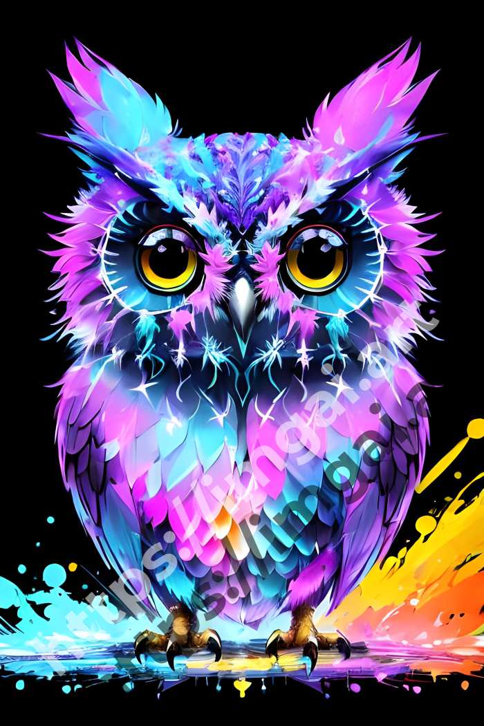  Постер owl (птицы)  в стиле Splash art. №3303
