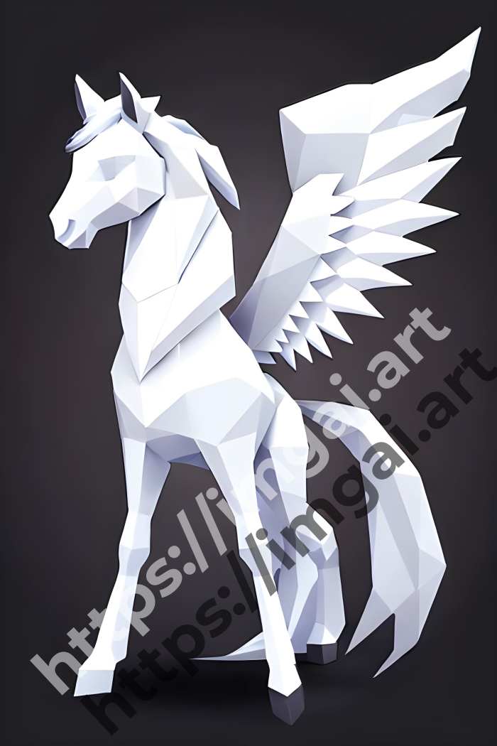  Принт Pegasus (мифические)  в стиле Low-poly. №3304