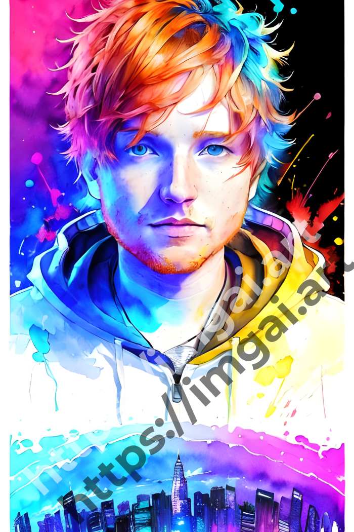  Постер Ed Sheeran (певцы)  в стиле Акварель. №3308