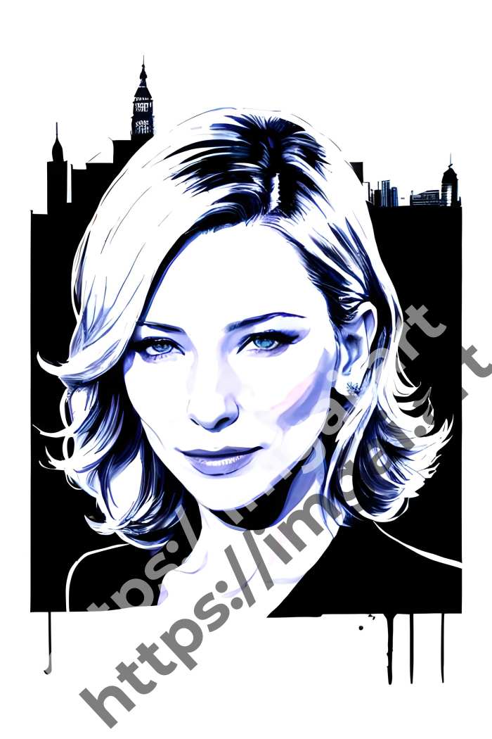  Постер Cate Blanchett (актеры)  в стиле Акварель. №3311