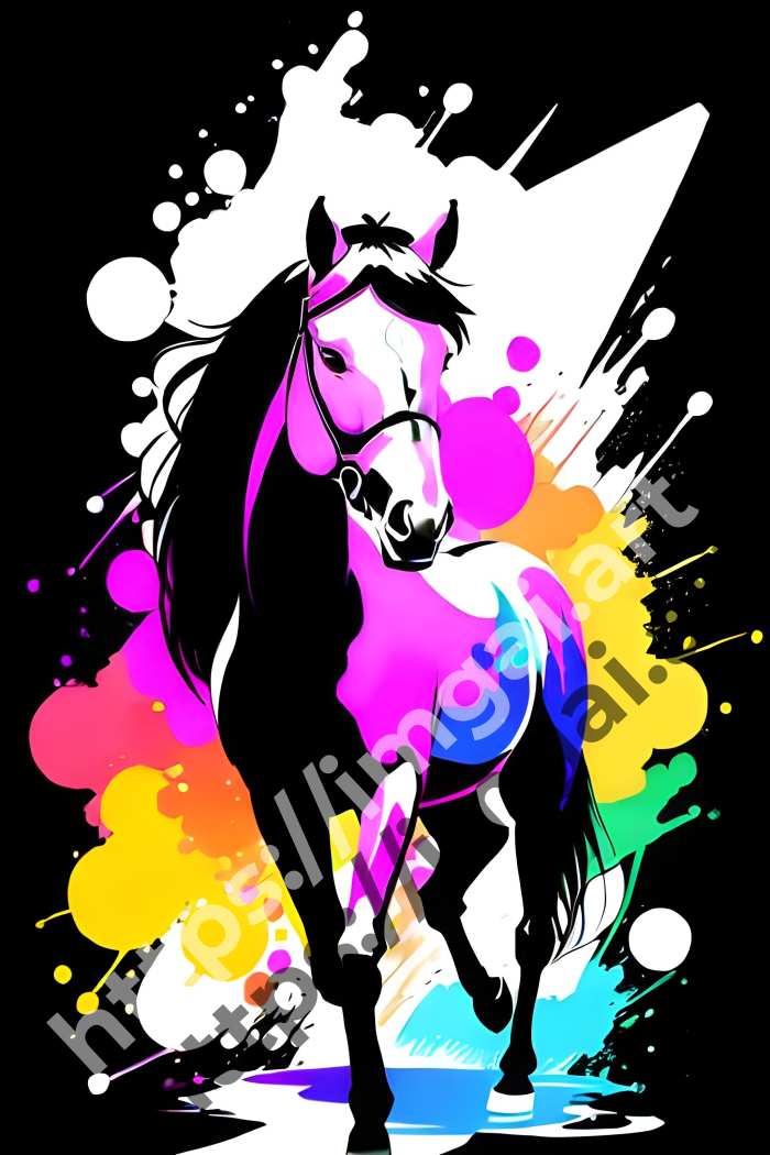  Принт horse (домашние животные)  в стиле Splash art. №3315