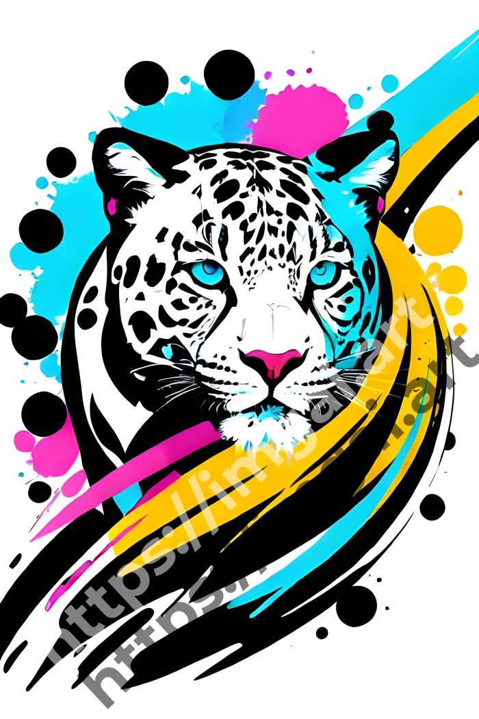  Принт Jaguar (дикие кошки)  в стиле Splash art. №3325