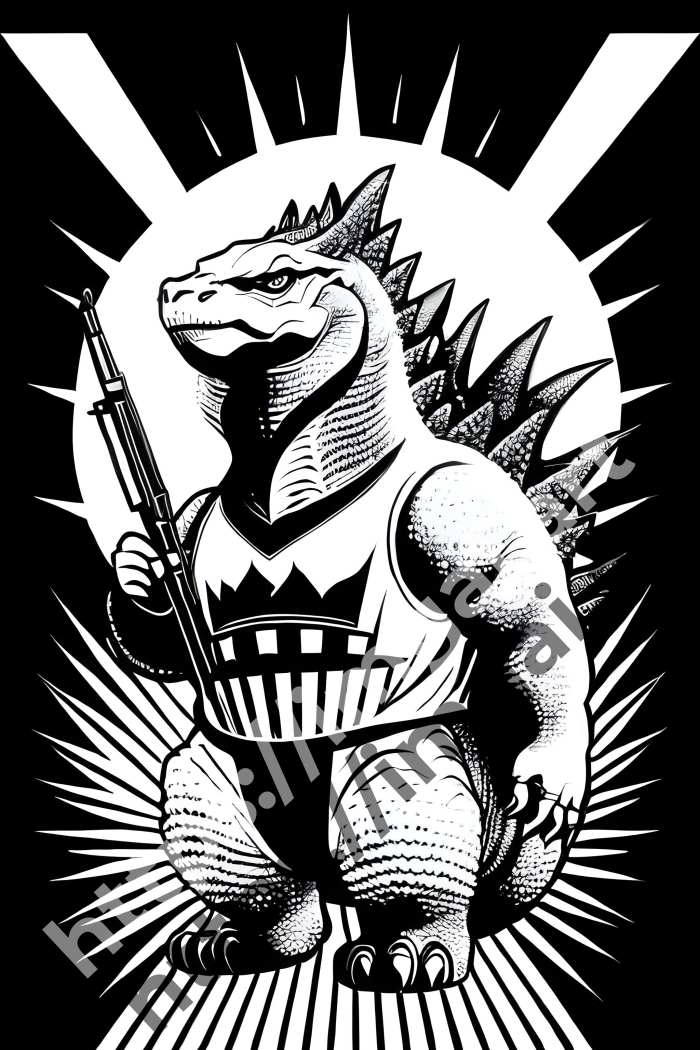  Принт Godzilla (монстры)  в стиле Клипарт. №3336