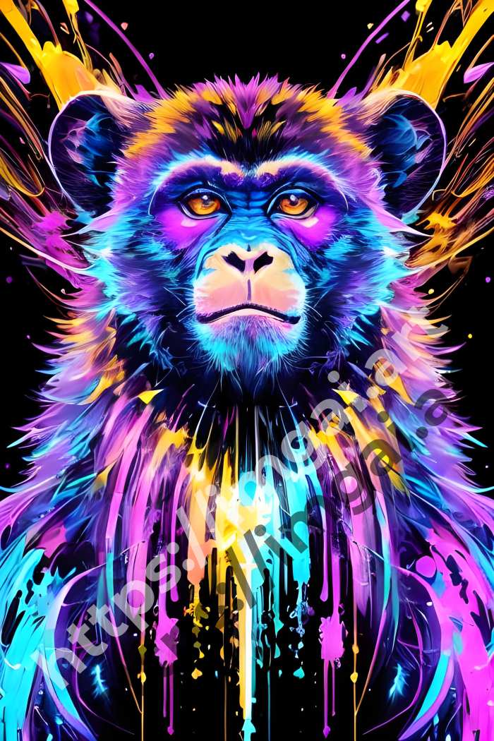  Постер monkey (дикие животные)  в стиле Клипарт. №3342