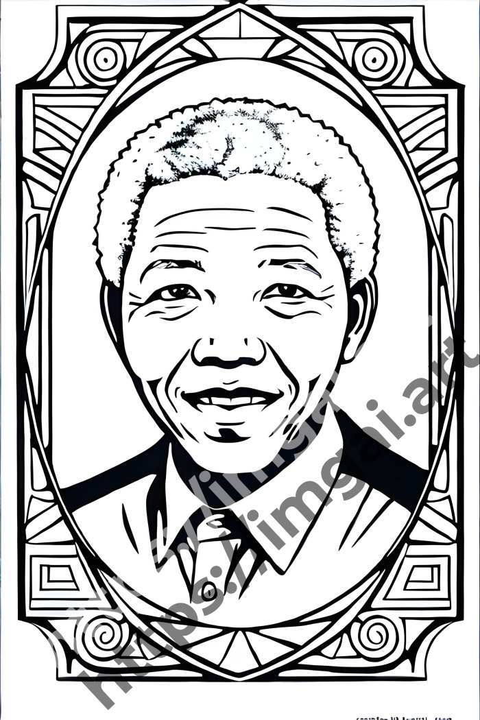  Раскраска Nelson Mandela (еще раскраски)  в стиле Disney. №3355
