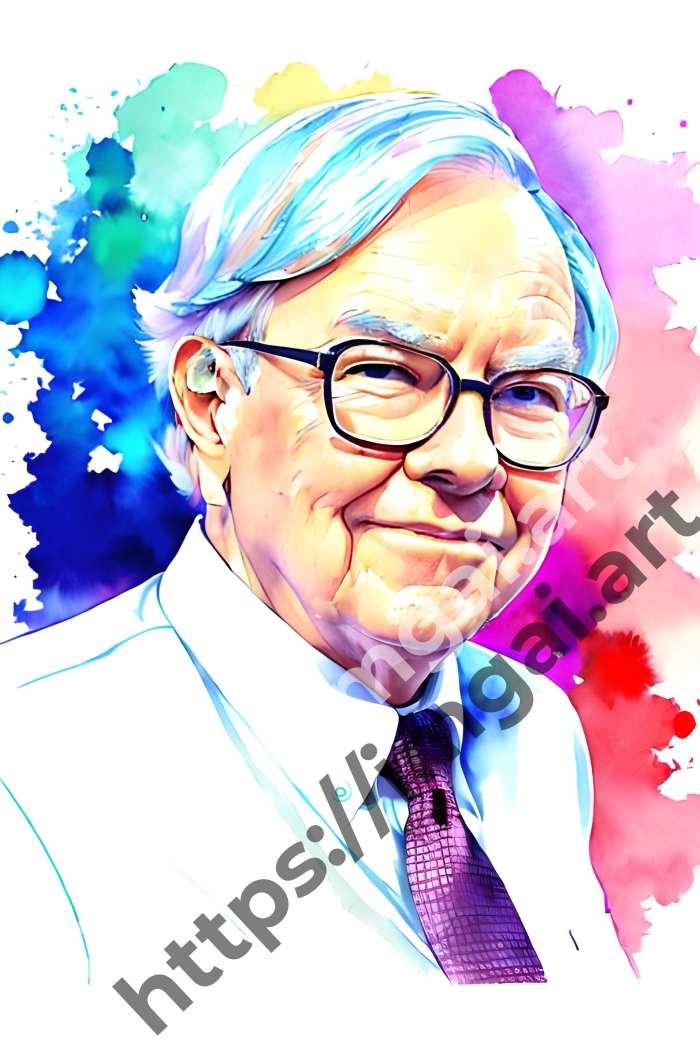  Принт Warren Buffett (другие знаменитости)  в стиле Акварель. №3390