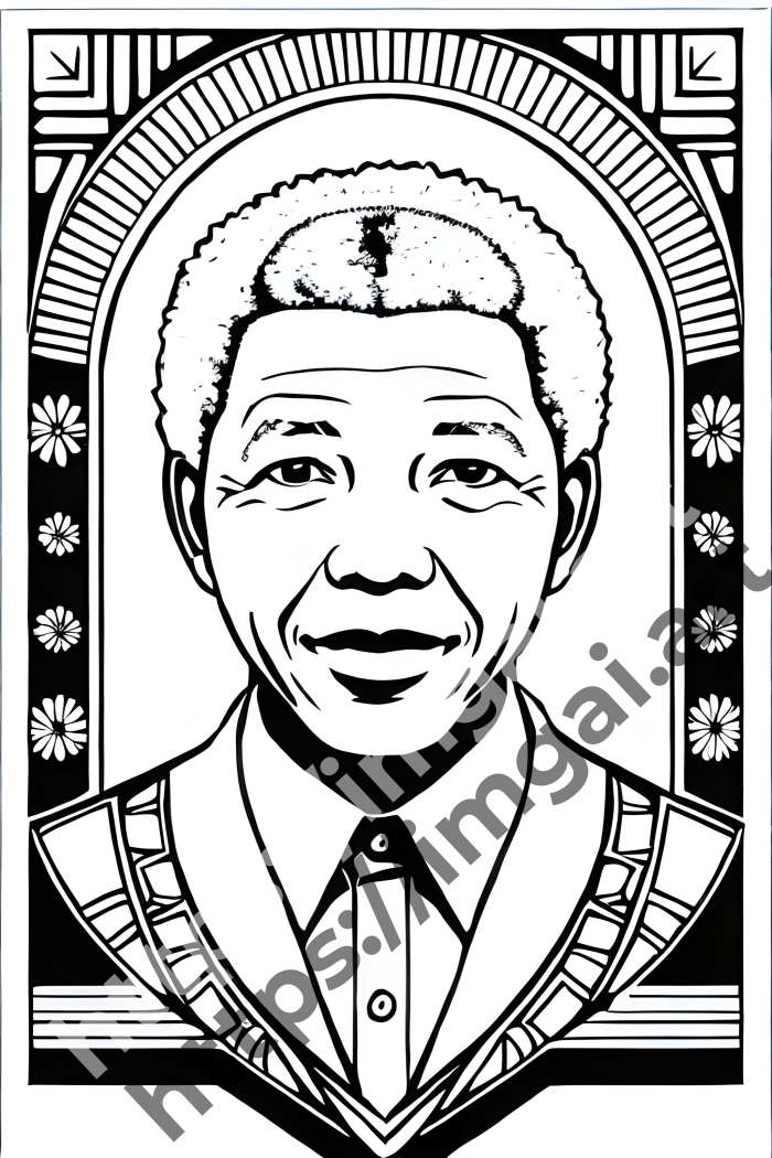  Раскраска Nelson Mandela (еще раскраски)  в стиле Mandala. №3396