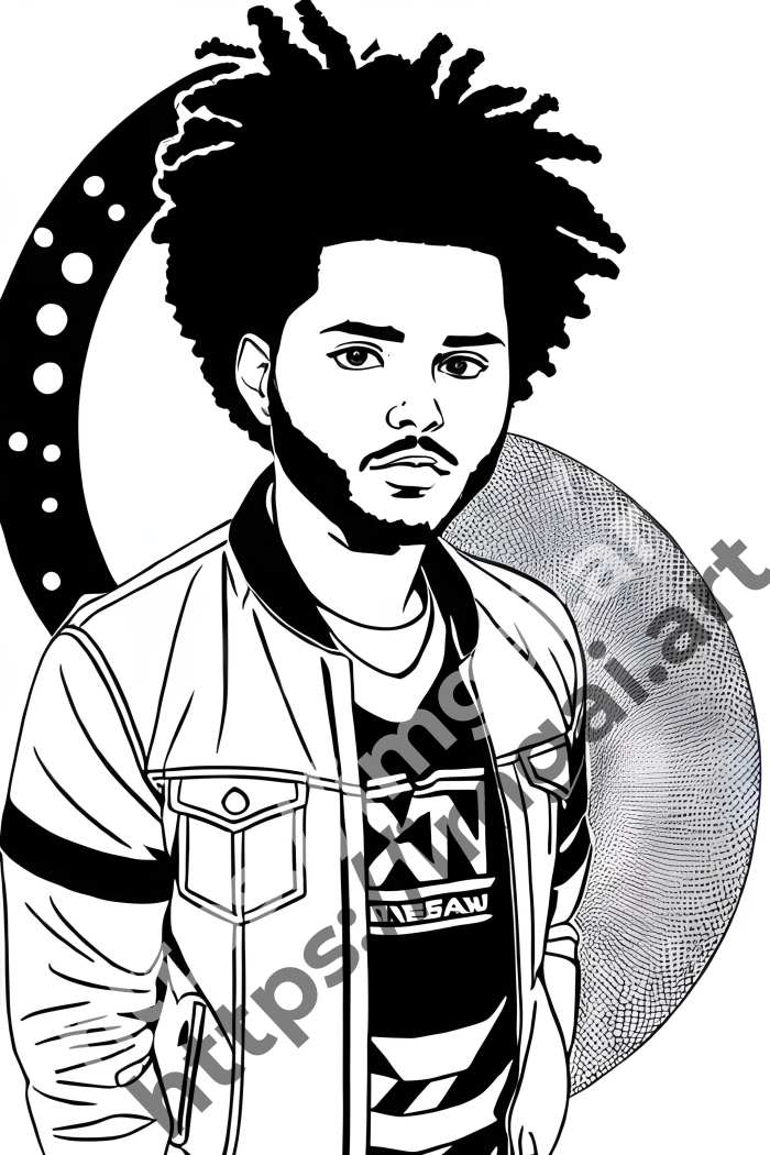  Раскраска The Weeknd (еще раскраски)  в стиле Mandala. №3440