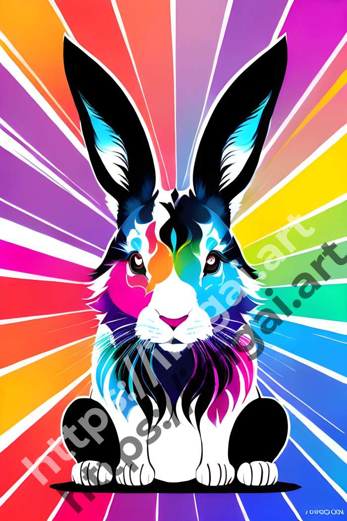  Принт rabbit (домашние животные)  в стиле Взрыв краски. №345