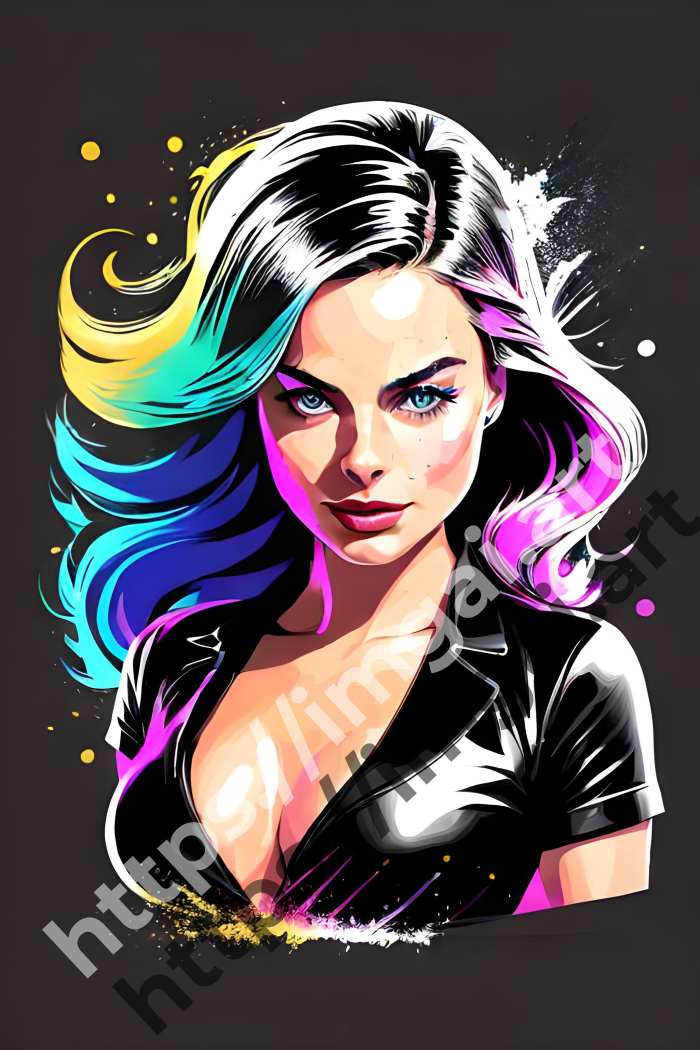  Постер Margot Robbie (актеры)  в стиле Splash art. №3500