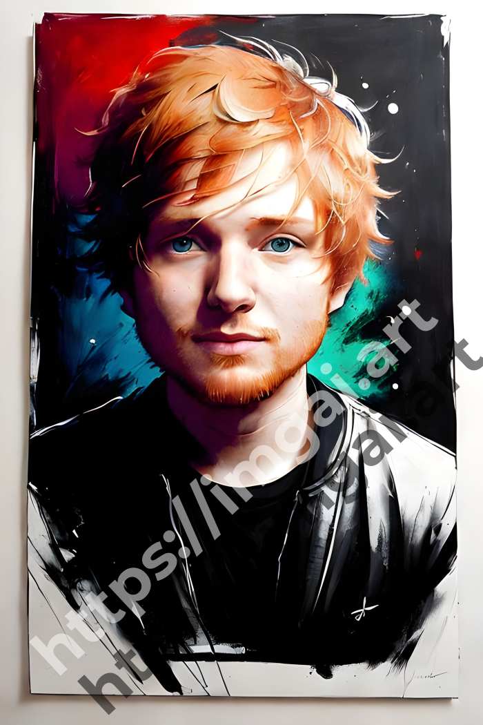  Постер Ed Sheeran (певцы)  в стиле Splash art, Набросок. №3535