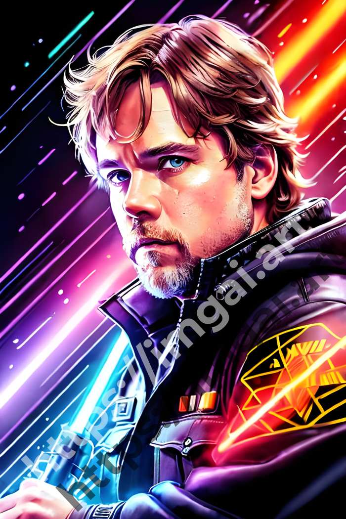 Постер Luke Skywalker (герои)  в стиле Акварель. №3539