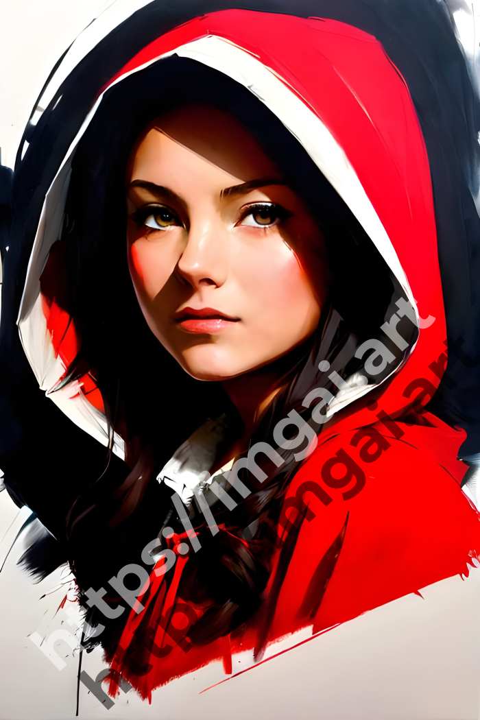  Постер Little Red Riding Hood (сказки)  в стиле Splash art, Набросок. №3540