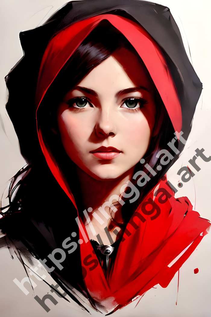  Постер Little Red Riding Hood (сказки)  в стиле Splash art, Набросок. №3541